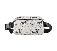 Riñonera cruzada con diseño de vaca blanca de dibujos animados para hombres y mujeres, pequeña bolsa de pecho con correa ajustable para ir de compras, deportes y trabajo, Dibujos animados linda vaca
