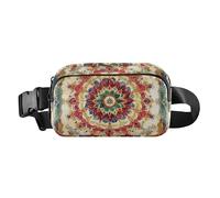 Riñonera cruzada con escamas de dragón naranja brillante para hombres y mujeres, impermeable, cinturón para senderismo, Flor estilo mandala vintage bohemio, 1 size
