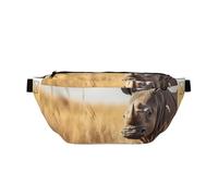 Riñonera cruzada con estampado animal Rhino1 con correa ajustable, riñonera para viajar, correr, senderismo