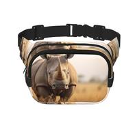 Riñonera cruzada con estampado animal rhino2 para mujer, para viajar, correr, Negro -, Talla única