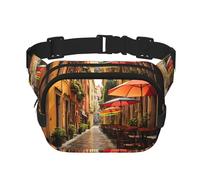 Riñonera cruzada con estampado callejero italiano para mujer, para viajar, correr, Negro -, Talla única