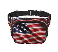 Riñonera cruzada con estampado de bandera estadounidense para mujer, para viajar, correr, Negro -, Talla única