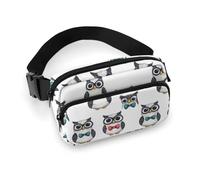 Riñonera cruzada con estampado de búho y pajarita para mujer, riñonera de moda