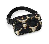 Riñonera cruzada con estampado de calavera de oveja negra y dorada para mujer, riñonera de moda