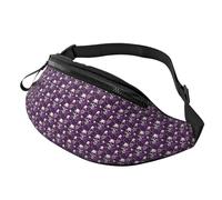 Riñonera cruzada con estampado de calavera de rosas moradas para hombres y mujeres, para viajes, correr, senderismo, festivales