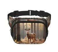 Riñonera cruzada con estampado de ciervo en el desierto Stag2 de cola blanca para mujer, para viajar, correr, Negro -, Talla única