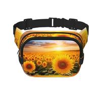 Riñonera cruzada con estampado de girasoles amarillos 3 para mujer, para viajar, correr, Negro -, Talla única