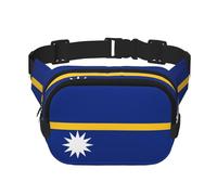 Riñonera cruzada con estampado de la bandera de Nauru, para mujer, para viajar, correr, Negro -, Talla única