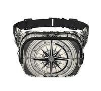 Riñonera cruzada con estampado de Law of the Compass Navigation para mujer, para viajar, correr, Negro -, Talla única