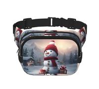 Riñonera cruzada con estampado de muñeco de nieve con estampado de Feliz Navidad para mujer, para viajar, correr, Negro -, Talla única