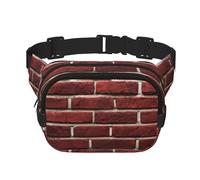 Riñonera cruzada con estampado de piedra roja ladrillo para mujer, para viajar, correr, Negro -, Talla única