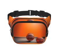Riñonera cruzada con estampado naranja de baloncesto para mujer, para viajar, correr, Negro -, Talla única