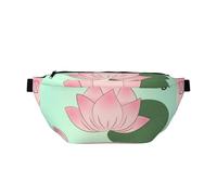 Riñonera cruzada con flores de loto esperando a florecer. Gran capacidad, impermeable y resistente al polvo, cremallera segura, adecuada para viajes y actividades al aire libre.