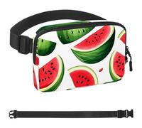 Riñonera cruzada con hojas verdes sandía para hombres y mujeres, riñonera para viajes, casual, caminar, correr, senderismo, ciclismo, multicolor, 4 x 23 x 15 cm, multicolor, 1.5x9.0x5.9in/4x23x15cm