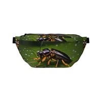 Riñonera cruzada con insectos en hojas. Gran capacidad, impermeable y resistente al polvo, cremallera segura, adecuada para viajes y actividades al aire libre.