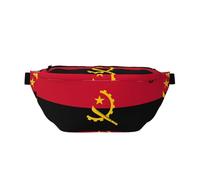 Riñonera cruzada con la bandera de Angola, versátil para hombres y mujeres con bolsillos con cremallera, ideal para viajes, correr, color negro, talla única