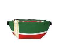 Riñonera cruzada con la bandera de la República de Chechenia, versátil para hombres y mujeres con bolsillos con cremallera, ideal para viajes, correr, negro, talla única