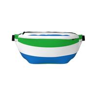 Riñonera cruzada con la bandera de Sierra Leona, versátil para hombres y mujeres con bolsillos con cremallera, ideal para viajes, correr, color negro, talla única