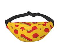 Riñonera cruzada con patrón de fruta de tomate para senderismo, correr, viajes, ciclismo e informal, Black, Talla única, Cinturón de dinero