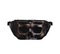 Riñonera cruzada de calavera de color cobre. Gran capacidad, impermeable y resistente al polvo, cremallera segura, adecuada para viajes y actividades al aire libre.
