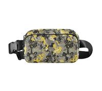Riñonera cruzada de camuflaje amarillo y negro para mujeres, hombres, adolescentes, mini bolsa cruzada con correa ajustable para ciclismo, senderismo, gimnasio