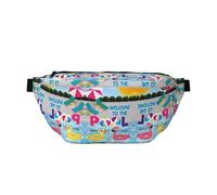 Riñonera cruzada de flamenco y piscina, versátil para hombres y mujeres con bolsillos con cremallera, ideal para viajes, correr, negro, talla única