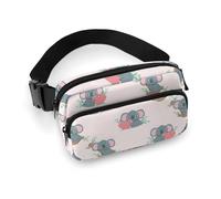 Riñonera cruzada de koala con corazón rojo y gris oscuro para mujeres y hombres, riñonera para entrenamiento, correr, viajes con correa ajustable