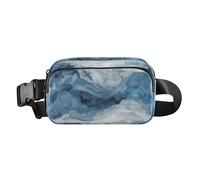 Riñonera cruzada de moda con arte abstracto azul y gris para mujeres y hombres, bolsa cruzada de gran capacidad con correa ajustable para ir de compras, deportes, trabajo, Arte abstracto azul y gris,