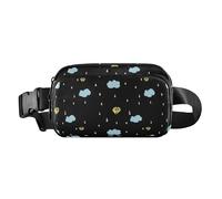 Riñonera cruzada de moda con corazón amarillo y nube azul para mujeres y hombres, mini bolsa cruzada con correa ajustable para viajes, correr, senderismo, Blue Cloud Yellow Heart, 1 size