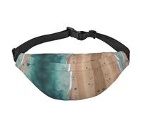 Riñonera cruzada de viaje con vista aérea de la playa, adecuada para deportes, correr, ciclismo, viajes, pesca para niños, riñonera grande