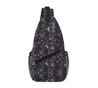 Riñonera cruzada gótica espeluznante morada y negra para hombres y mujeres