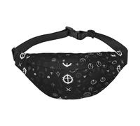 Riñonera cruzada grande a la moda del universo blanco y negro, ideal para deportes, correr, ciclismo, viajes, pesca