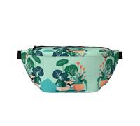 Riñonera cruzada grande con plantas verdes en maceta de dibujos animados, regalos para disfrutar de deportes, festivales, entrenamiento, viajes, correr, casual, color negro, talla única, Black, Talla