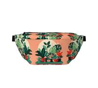 Riñonera cruzada grande con plantas verdes en maceta, regalos para disfrutar de deportes, festivales, entrenamiento, viajes, correr, casual, color negro, talla única, Black, Talla única