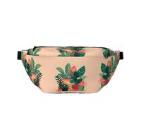 Riñonera cruzada grande con plantas verdes pequeñas, regalos para disfrutar de deportes, festivales, entrenamiento, viajes, correr, casual, color negro, talla única, Black, Talla única