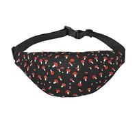 Riñonera cruzada grande con textura para mujeres y hombres, para entrenamiento, senderismo, correr, viajes, Bonito patrón de setas rojas. Bonito patrón de hongos rojos, Talla única, Riñoneras