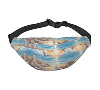 Riñonera cruzada grande de moda con muchas gaviotas, ideal para deportes, correr, ciclismo, viajes, pesca