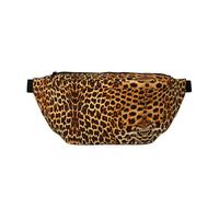 Riñonera cruzada impermeable con correa ajustable a rayas sobre leopardos, soporte para teléfono sin rebote para gimnasio