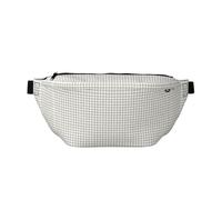 Riñonera cruzada impermeable con correa ajustable para correr, a cuadros, color negro y blanco