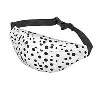 Riñonera cruzada multifuncional con lunares blancos y negros para hombres y mujeres, deportes al aire libre, viajes, a la moda y portátil, color negro, talla única