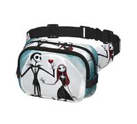 Riñonera cruzada para correr para mujeres y hombres, riñonera para viajes, entrenamiento, senderismo, esqueleto Jack y Sally, multicolor, Talla única, Cinturón de dinero