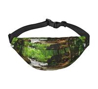 Riñonera cruzada para hombres y mujeres, bolsa de cintura cruzada con estampado de árboles, bosque, cascada, bolsa de cinturón para entrenamiento, deportes, viajes, Como se muestra en la imagen, Talla