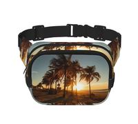 Riñonera cruzada para mujer, diseño de nubes coloridas, palmera, 2 estampados, para viajar, correr, Negro -, Talla única