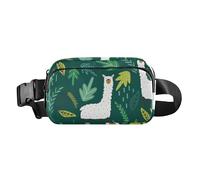 Riñonera cruzada para mujeres, hombres y adolescentes, bonita riñonera con correa ajustable para compras, deportes, trabajo, alpacas felices, color verde llama, Happy Alpacas Llama Green, 1 Size