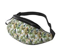 Riñonera cruzada para mujeres y hombres, bonita riñonera tropical con diseño de loro, tucán, bolsa de viaje para mujeres y hombres