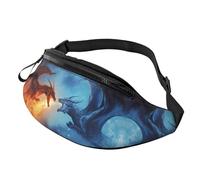 Riñonera cruzada para mujeres y hombres, diseño de dragón de fuego rojo y azul, riñonera de viaje para mujeres y hombres
