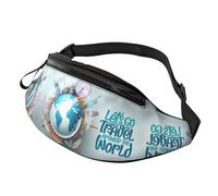 Riñonera cruzada para mujeres y hombres - Let's Go Travel Around the World Running Belt Bag Travel Waist Bag for Women Men