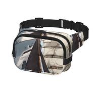 Riñonera cruzada para mujeres y hombres, riñonera de moda para senderismo, correr, viajes, ataques de tiburones grandes, velero, multicolor, Talla única, Cinturón de dinero