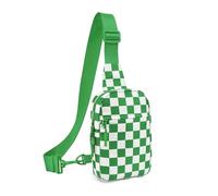 Riñonera cruzada pequeña a cuadros resistente al agua, soporte para teléfono para correr para mujeres y hombres, Verde, M, Moda