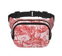 Riñonera cruzada unisex cuadrada de doble capa con estampado de flamencos, accesorio de viaje y entrenamiento, color negro, talla única, NEGRO, One Size